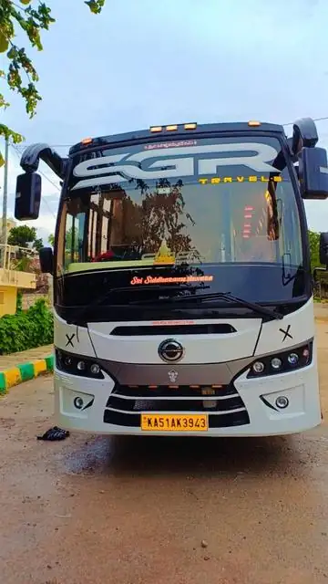 White mini bus, front view