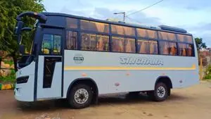 White mini bus, side view